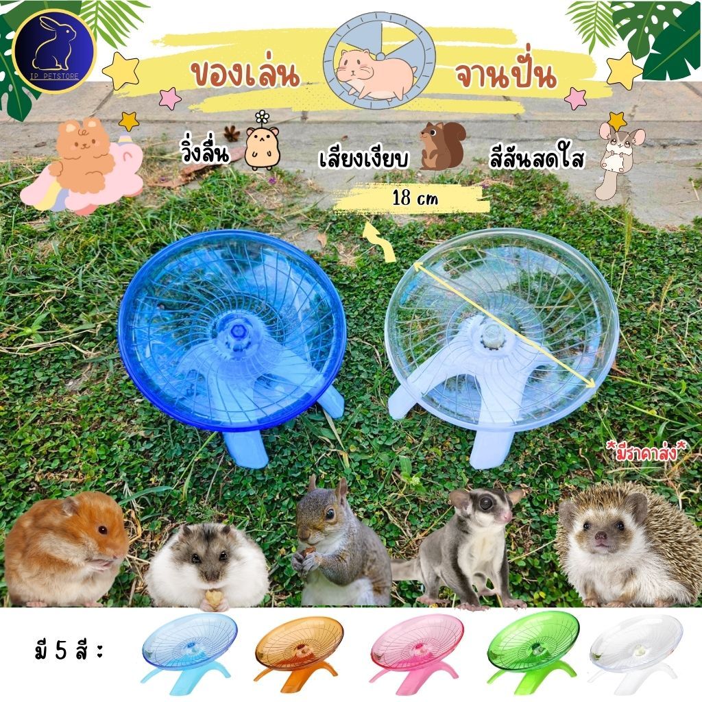 จานปั่นแฮมสเตอร์ จานวิ่งอะคริลิค ขนาดใหญ่ 18ซม. เสียงเงียบ สำหรับแฮมสเตอร์ ชูการ์ ลูกเม่นแคระ ของเล่นสัตว์เล็ก (IP)