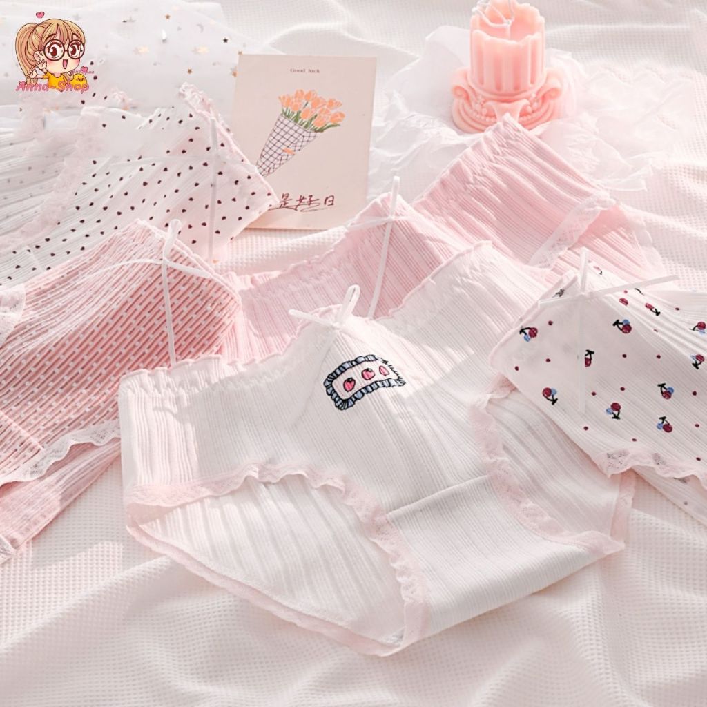 annacny กางเกงในผ้านิ่ม สีชมพูพิมพ์ลายสุดน่ารัก🧡 ใส่สบาย ราคาถูกที่สุด พร้อมส่งจากไทย CS033