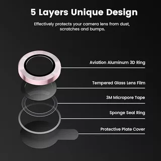 Hoerrye ตัวป้องกันเลนส์สำหรับ iPhone 15/15Plus/16/17 ตัวป้องกันกล้องโลหะ [Case-Friendly] HD ฝาครอบหน้าจอกล้องด้านหลัง