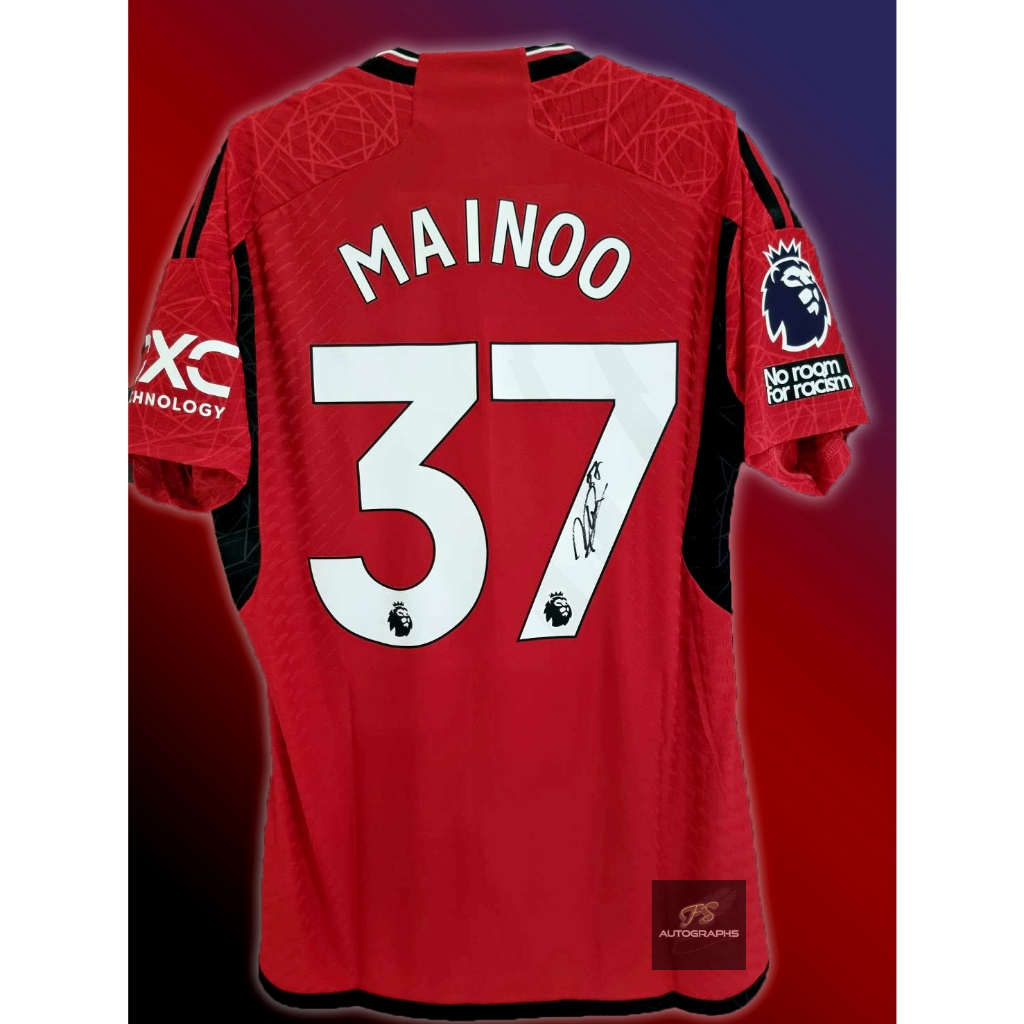 เสื้อเหย้า Manchester United 2023/24 แบบplayerของแท้พร้อมลายเซ็น Kobbie Mainoo