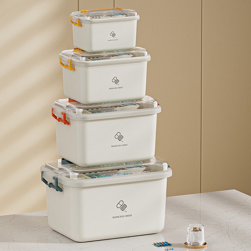 กล่องยาสามัญประจำบ้าน กล่องปฐมพยาบาล กล่องยา สองชั้น การออกแบบที่เรียบง่ายความจุสูง พร้อมที่จับ  เป็นมิตรกับสิ่งเเวด - รูปที่ 4