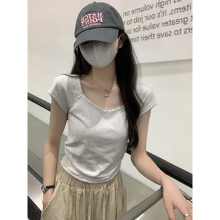 10สี เสื้อครอปสีขาว เสื้อยืดผู้หญิง สีพื้น เนื้อผ้านุ่มลื่นใส่สบาย #1502118