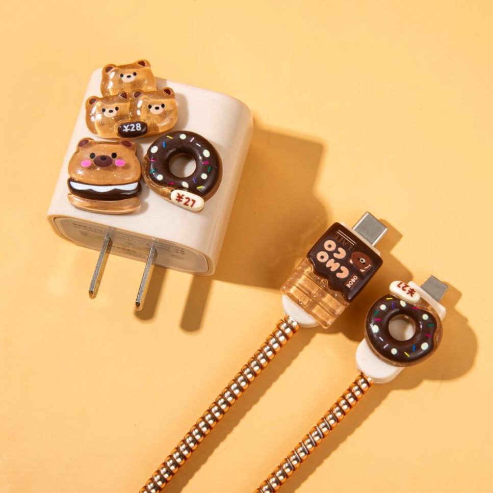 ส่งจากไทย 1ชุด5ชิ้น ไม่มีสาย เคส สายชาร์จ ลายการ์ตูนน่ารัก สำหรับ Power Adapter 18W/20W ตัวถนอมสายชาร์จ Cable Protection
