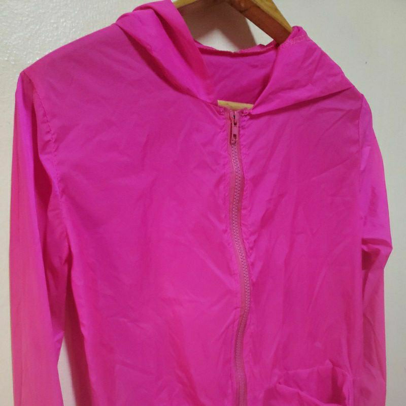 เสื้อแจ็คเก็ตผ้าร่ม กัน UV แดด ลม สีชมพู Size 38 ยาว 22 นิ้ว UV01