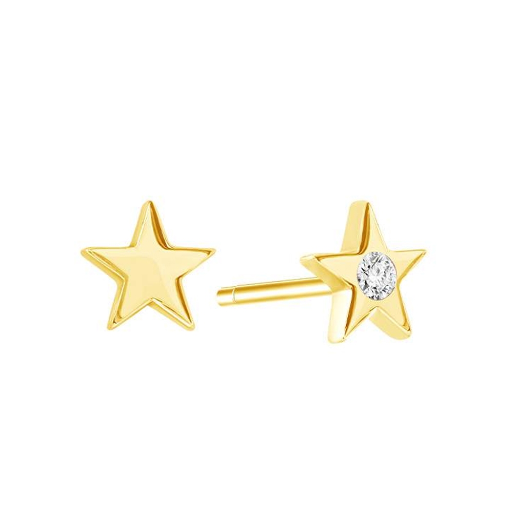 PRIMA ต่างหูเพชรตัวเรือน 9K สี Yellow gold Little star collection รหัสสินค้า 991E1689-01