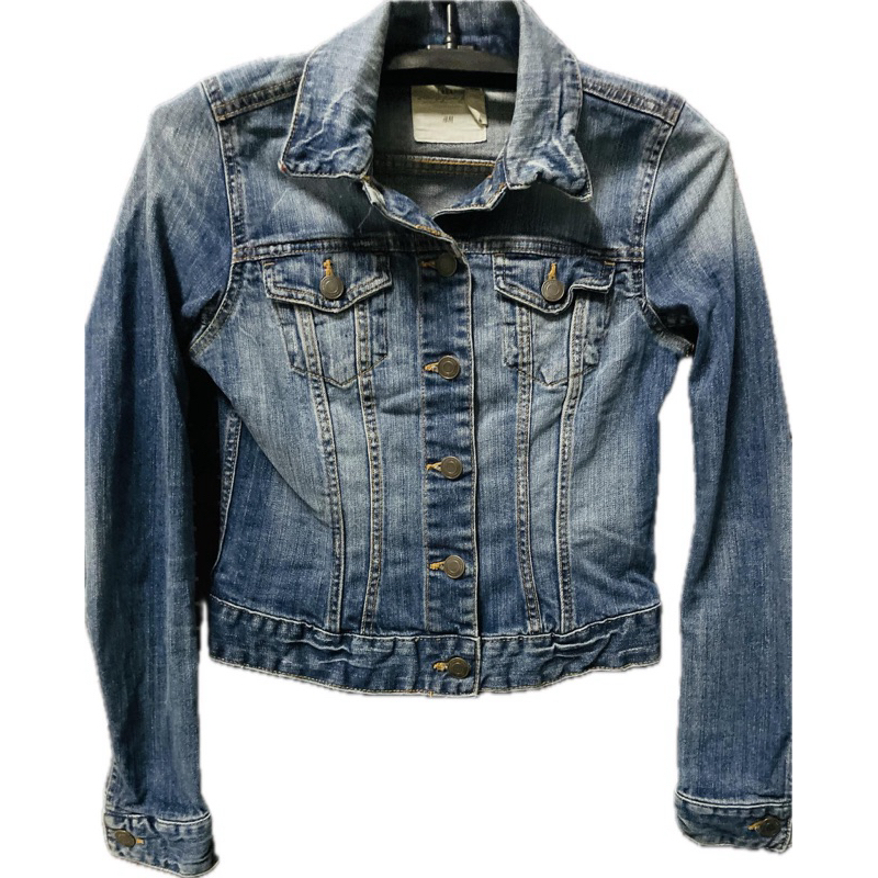 D10_เสื้อยีนส์มือสอง เกรดพรีเมี่ยม แจ็คเก็ตยีนส์ผู้หญิงมือสอง H&M EUR36 อก 32“ ยาว 19”