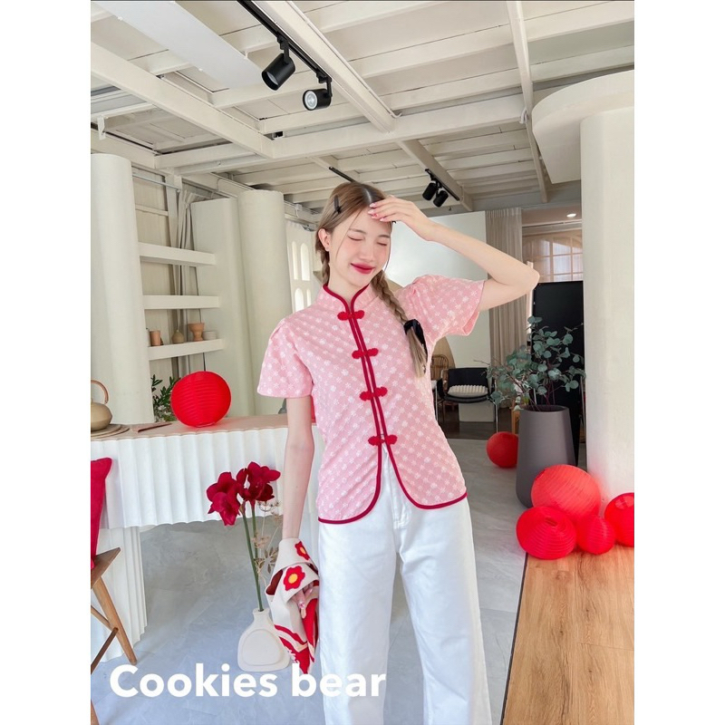 ส่งต่อ💯 เสื้อตรุษจีน Cookies Bear-คอจีน