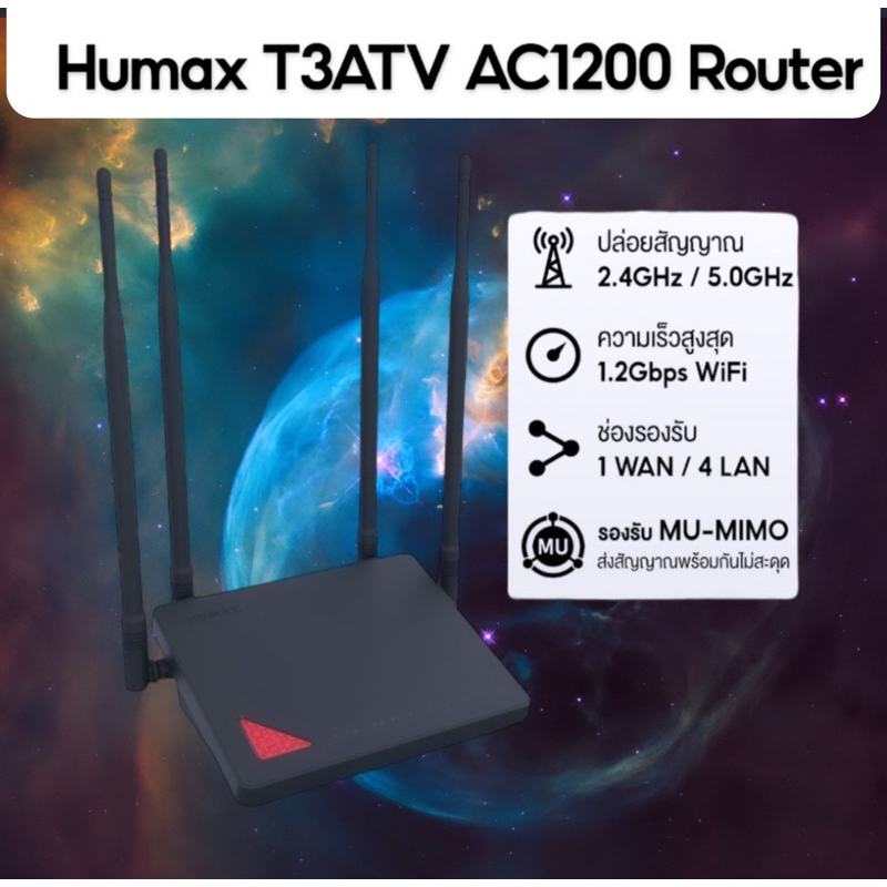 พร้อมส่ง ❗️สินค้าของใหม่มือ1✨ Humax Quantum T3ATV2 AC1200 Wi-Fi Dual Band Gigabit Router | Quantum T