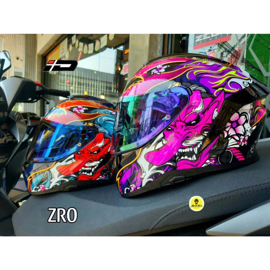 หมวกกันน็อค ID HELMET ZRO ลาย Tengu  ชิวแว่น 2 ชั้น