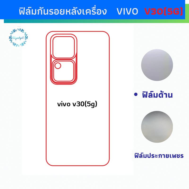 vivo v30 (5g) ,v30proฟิล์มหลัง ฟิล์มกันรอยหลังเครื่อง vivo v30(5g),v30proพร้อมชุดติดตั้ง
