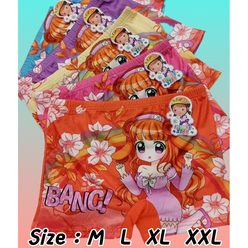 กางเกงในเด็กผู้หญิงยกแพ็ค 10 ตัวคละสี หนึ่งแพ็คมี 1 ลาย เนื้อผ้านิ่มสีสวย มี 4 ไซส์ M  L  XL XXL