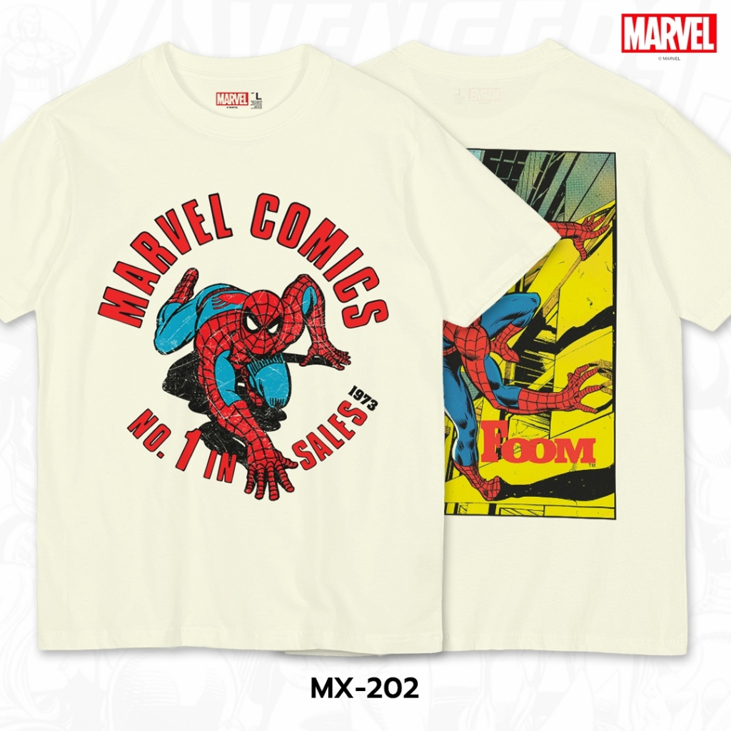 Power7Shop เสื้อยืดการ์ตูน มาร์เวล Spider Man ลิขสิทธ์แท้ MARVEL COMICS T-SHIRTS (MX-202)