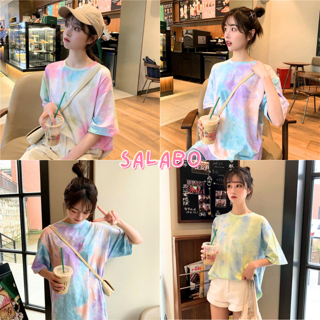 SALABO(พร้อมส่ง) ใส่สบาย เสื้อมัดย้อม เสื้อยืดลายมัดย้อมพาสเทล เสื้อยืดมัดย้อม 3สี #202