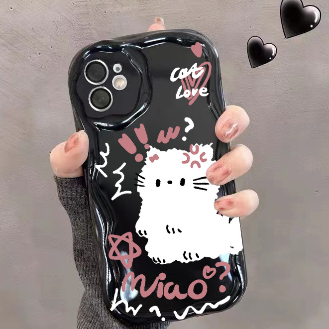 กลัวลูกแมวเคสโทรศัพท์Anti-Fallซิลิโคนใช้งานร่วมกับiPhone 11 13 14 15 12 Pro Max 7 8 14 15 Plus X XR XSสูงสุด 12 13 Mini