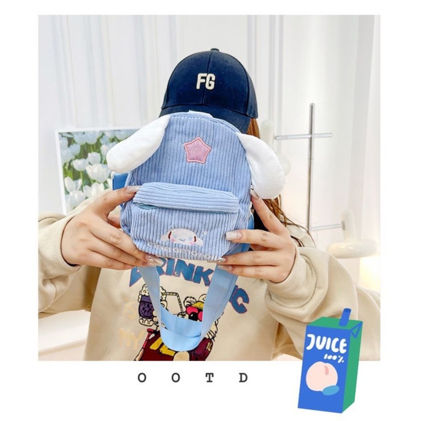 (พร้อมส่ง)Su158กระเป๋าสะพายไหล่ ผ้าลูกฟูก ขนาดเล็ก ลายการ์ตูนสุนัขน่ารัก สําหรับเด็กผู้หญิง