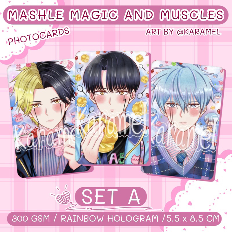 โฟโต้การ์ด ศึกโลกเวทมนตร์คนพลังกล้าม Mashle Magic and Muscles Photocards เคลือบรุ้งโฮโลแกรม กระดาษ300แกรม