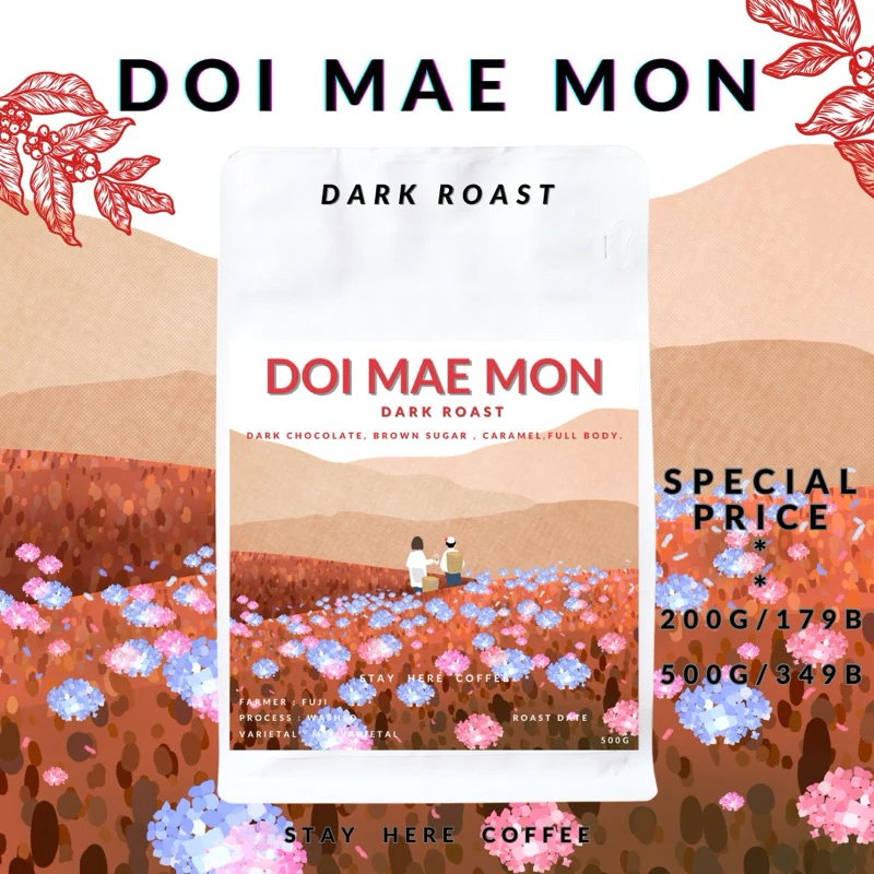 เมล็ดกาแฟคั่วเข้ม,คั่วกลาง ดอยแม่มอญ (Doi Mae Mon)