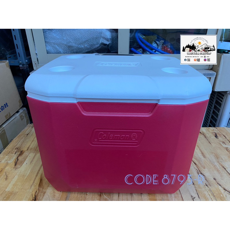 สินค้าพร้อมส่ง กระติกเก็บความเย็น กระติกน้ำแข็งโคลแมนสีแดง Coleman Wheel Cooler 60QT Red