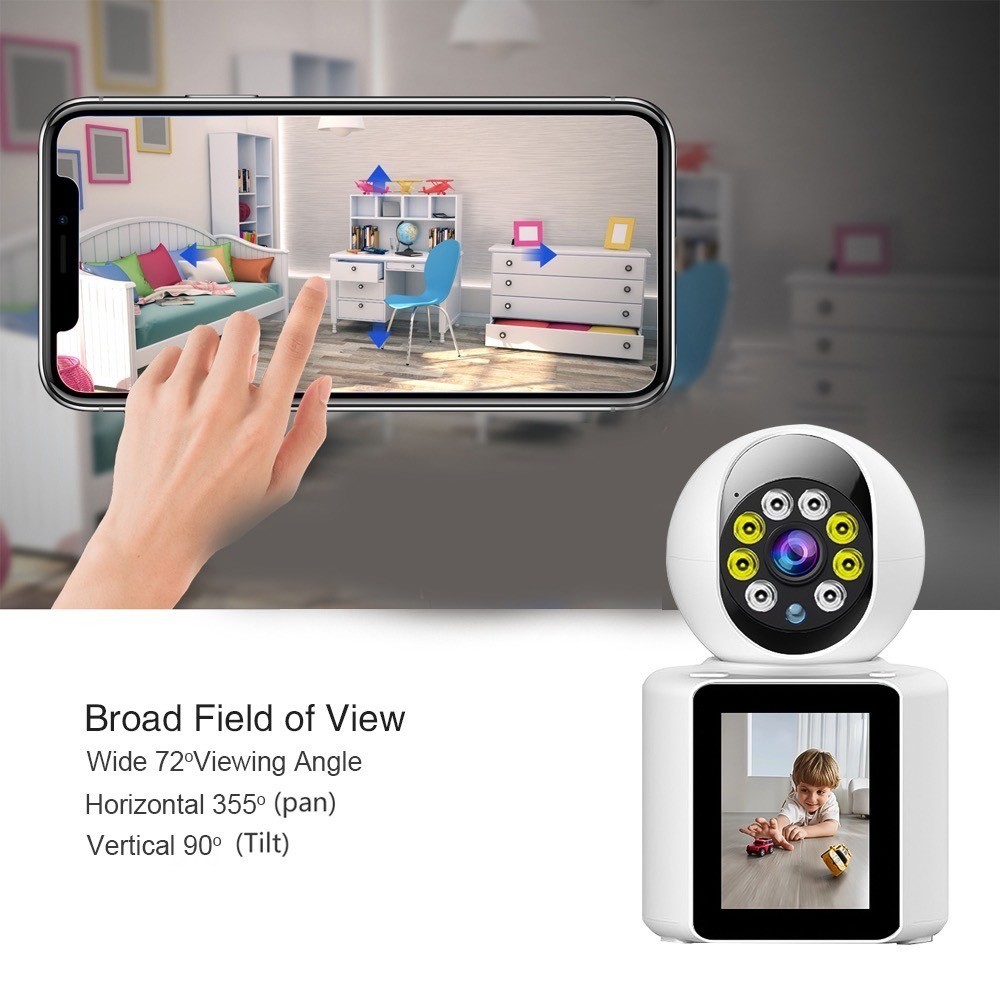 KTvsion WiFi กล้องวงจรปิด วิดีโอคอลสองทาง กล้องดูเด็ก กล้องดูแมว หมุน 360 องศา สี Night Vision เว็บแคมไร้สาย WiFi