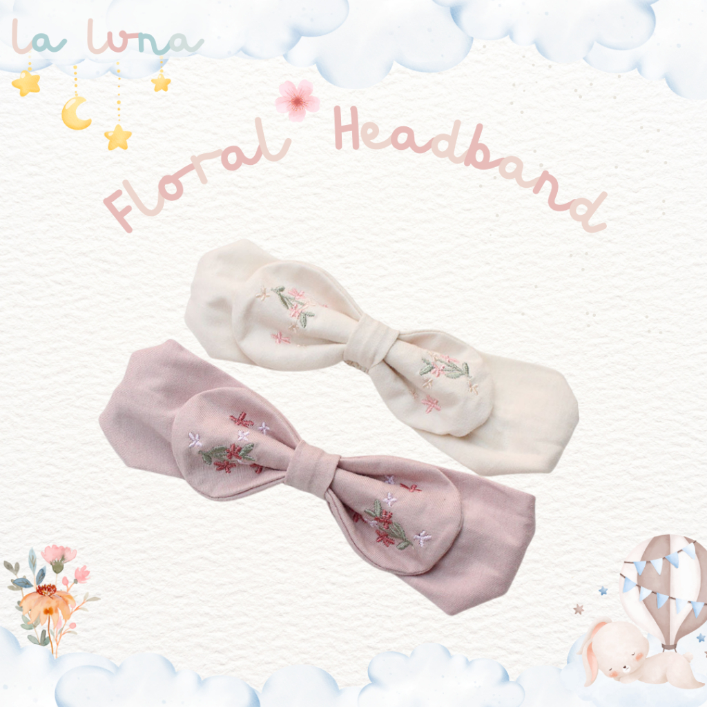 La Luna โบว์คาดผมเด็กอ่อน ลายดอกไม้ 0-3 ปี (Floral Headband)