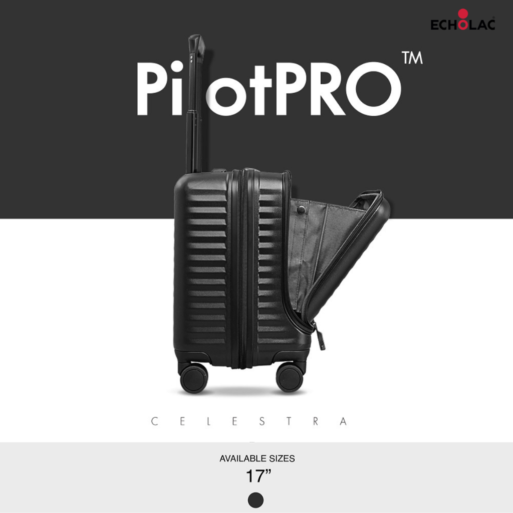Echolac กระเป๋าเดินทาง Cabin Size ทรง Pilot รุ่น Pilot Pro PCT183 Makrolon TSA Lock คู่ ช่องเปิดหน้า