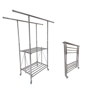 ราวตากผ้า แขวนผ้าสแตนเลสพับได้ ราวคู่ปรับสูงต่ำ ยืดหดได้(ชุด…