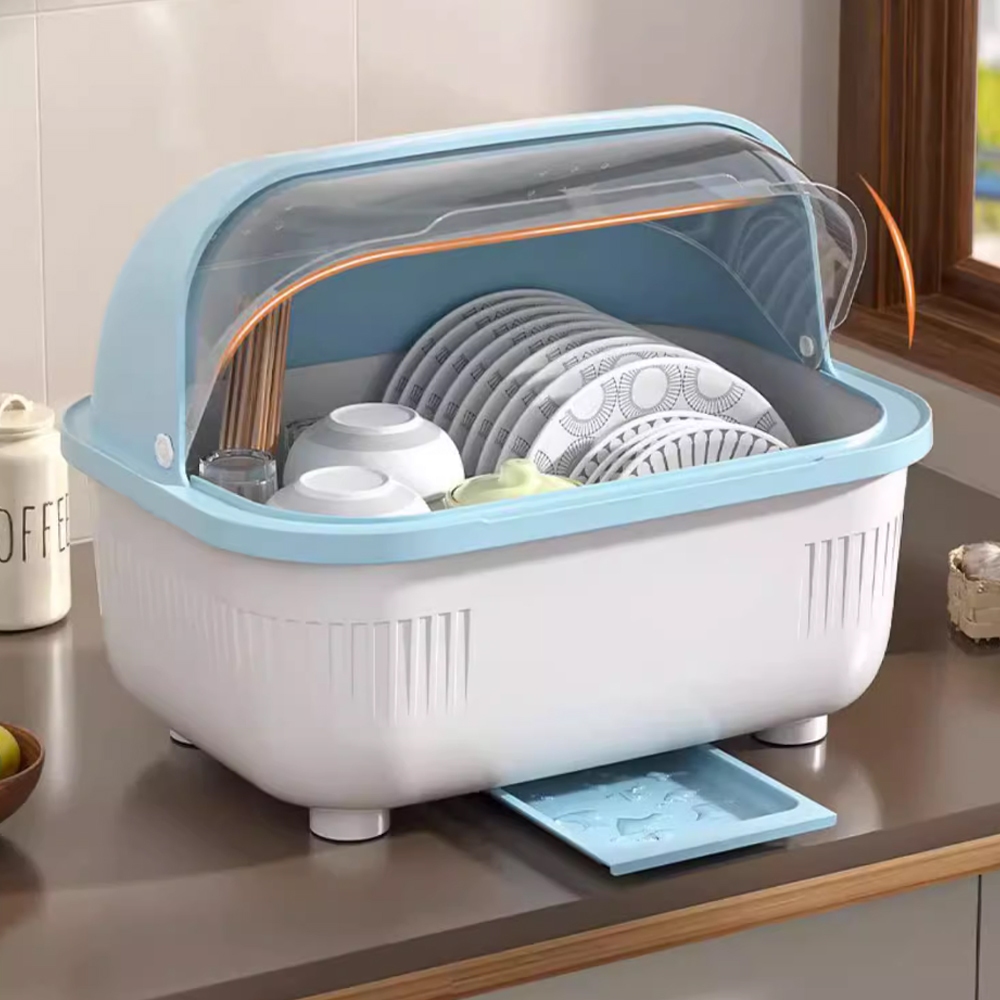 ที่คว่ำจาน ที่คว่ำชามจาน ที่เก็บจานอเนกประสงค์ กันฝุ่นละออง กันแมลง ทรงโค้งมน (มีฝาปิด)ห่างจากฝุ่น แมลงบิน แมลงสาบ