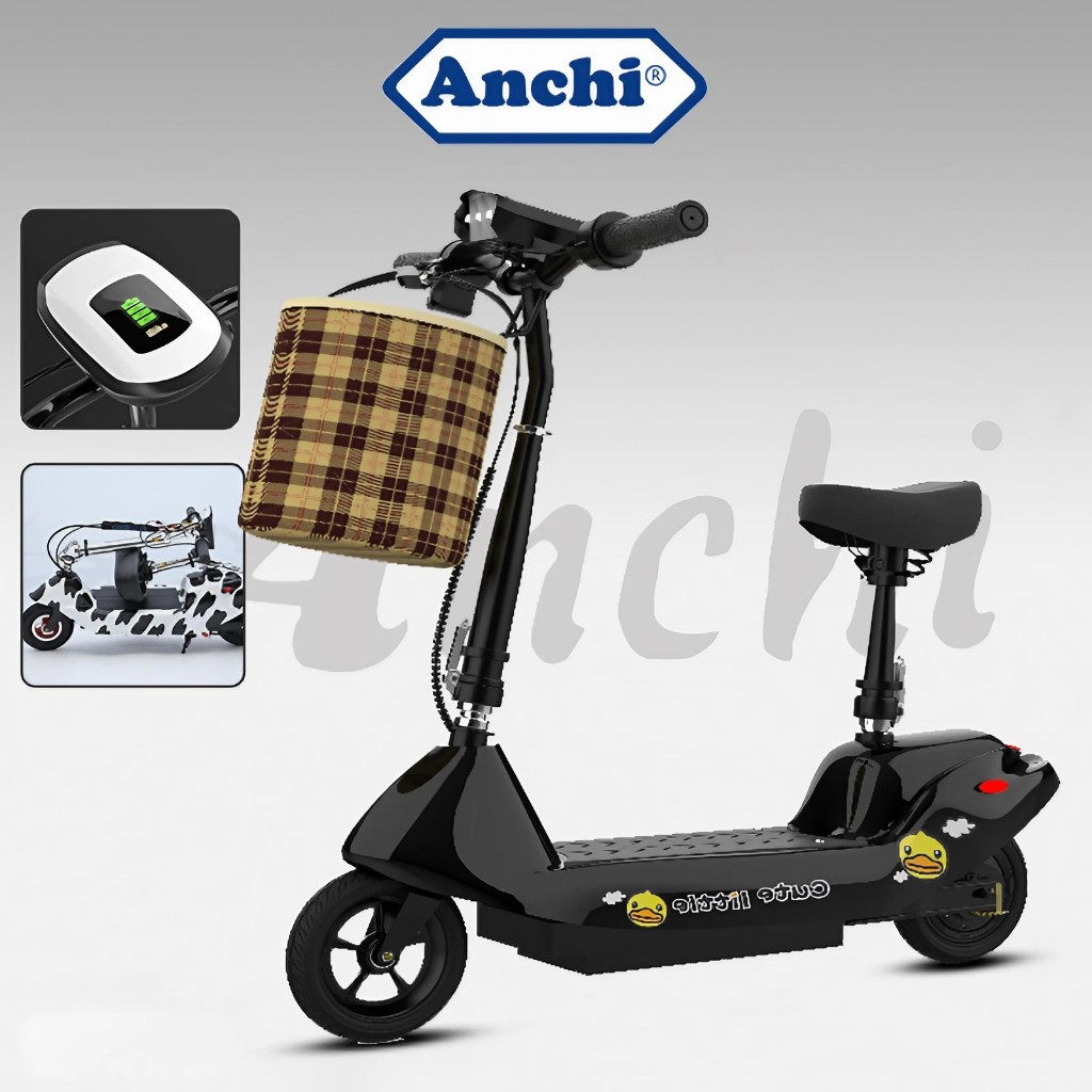 ANCHI สกู๊ตเตอร์ไฟฟ้า E-SCOOTE จักรยานไฟฟ้า ปรับระดับได้ 3 ระดับ โช๊คล้อหน้า พับเก็บได้ ความทนทาน 30km สันทนาการ