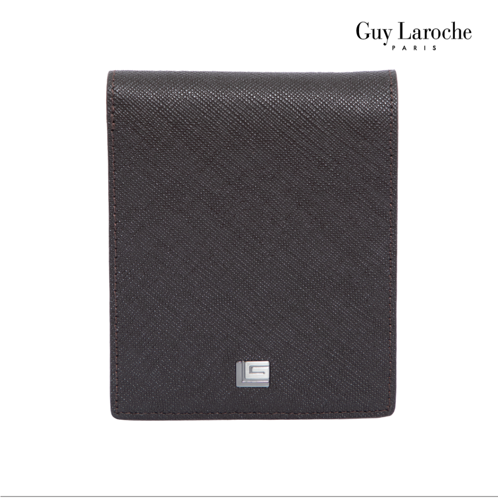 Guy Laroche กระเป๋าสตางค์พับสั้น มีช่องใส่เหรียญ รุ่น SOWON - สีน้ำตาล