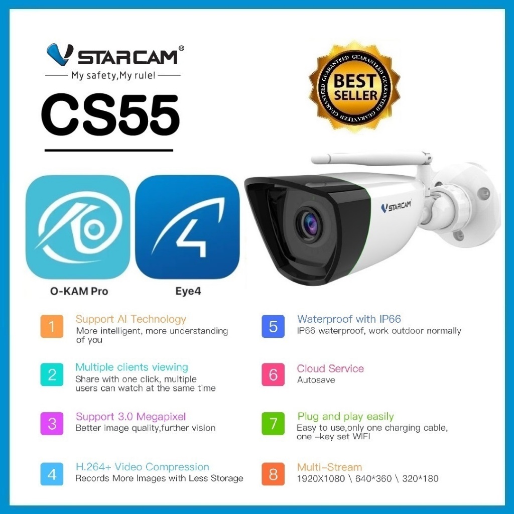 VSTARCAM CS55 SHD 1296P 3.0MegaPixel H.264+ WiFi iP Camera กล้องวงจรปิดไร้สาย กล้องวงจรปิดไวไฟ