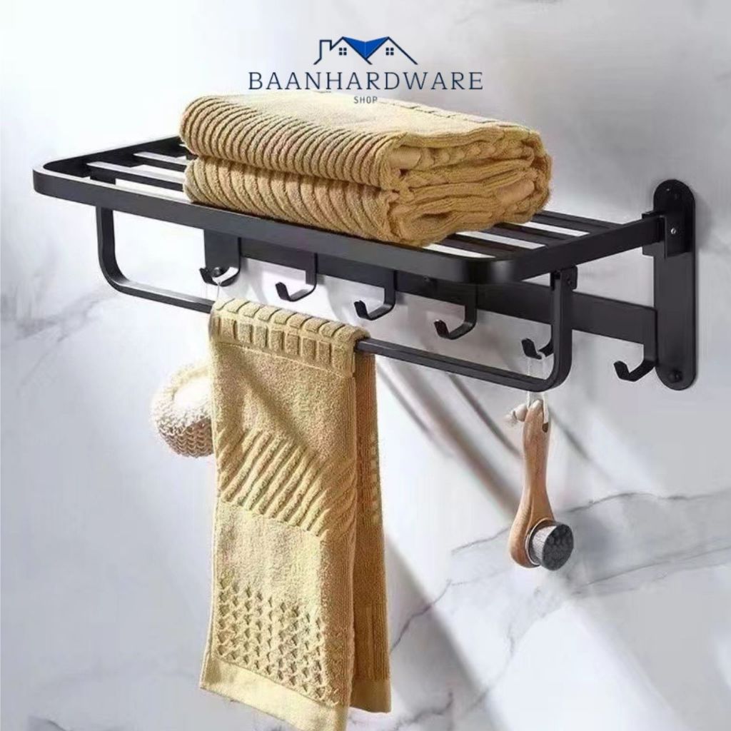 BAANHARDWARE ราวแขวนผ้าติดผนัง ไม่เจาะผนัง ไม่เป็นสนิม ราวแขวนผ้าขนหนู ติดผนังCB-602