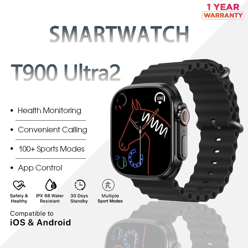 2024ขายร้อน T900Ultra2 นาฬิกาอัจฉริยะรุ่นใหม่ IP68เกรดกันน้ำ สแตนด์บายยาวพิเศษ หน้าปัดหลาย การชาร์จแบบไร้สาย สนับสนุนCOD