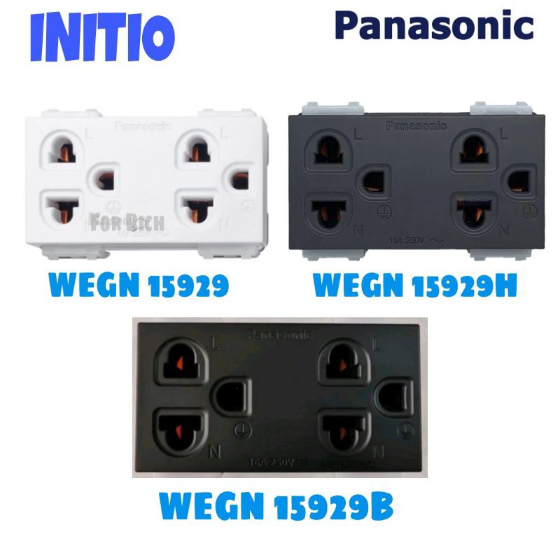 Panasonic ปลั๊กกราวด์คู่ รุ่นอินิชีโอ WEGN 15929 ขาว เทา ดำ