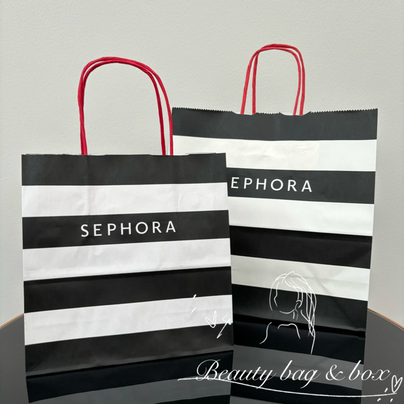 💁🏻‍♀️ ถุงกระดาษ Sephora สีขาวสลับดำ หูสีแดง