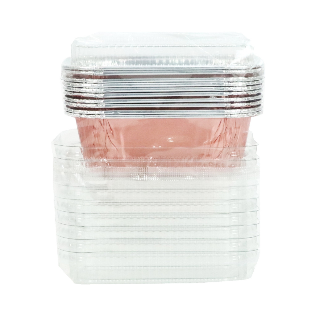 ถาดฟอยล์เหลี่ยม SS  No.4003  Rose Gold  พร้อมฝา เทียบเท่า 4436-P  (10ชุด/แพ็ค) หยกออนไลน์