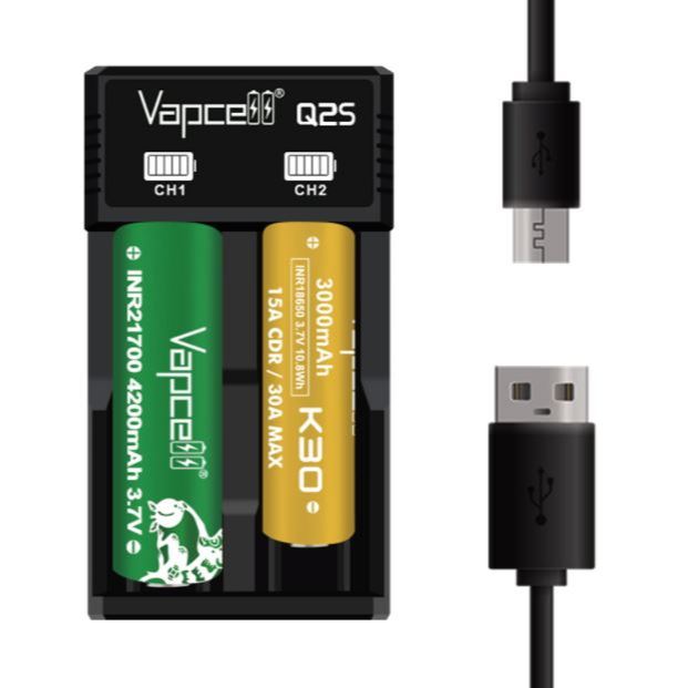 เครื่องชาร์จ Vapcell Q2S สำหรับถ่าน 3.6v/3.7v Li-ion: 10340(RCR123)/10440/14500