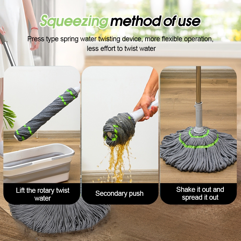 ปลีก/ส่ง ไม้ถูพื้นเเบบบิดน้ำในตัว ผ้าไมโครไฟเบอร์ รุ่นผ้าหนาพิเศษ ซับน้ำแห้ง ด้ามสแตนเลส แข็งแรง อย่างดีทนใช้งานได้ดี - รูปที่ 2