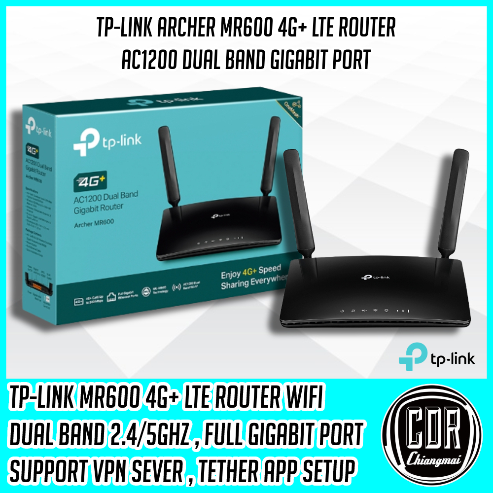 เราเตอร์ซิม TP-LINK Archer MR600 รองรับNT SIM 4G+ 2CA GIGABIT AC1200 Wireless Dual Band Gigabit Rout