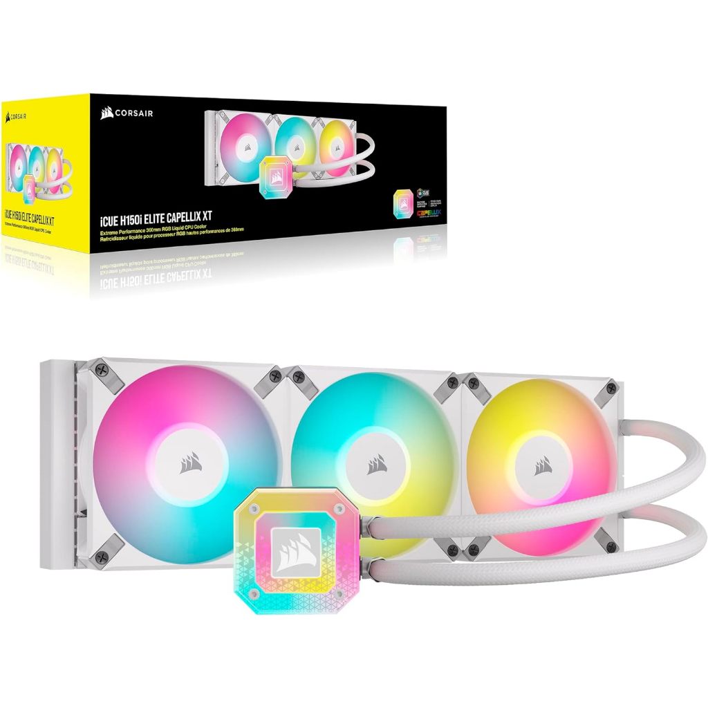 CORSAIR iCUE H150i ELITE CAPELLIX XT 360MM RGB LIQUID CPU COOLER WHITE