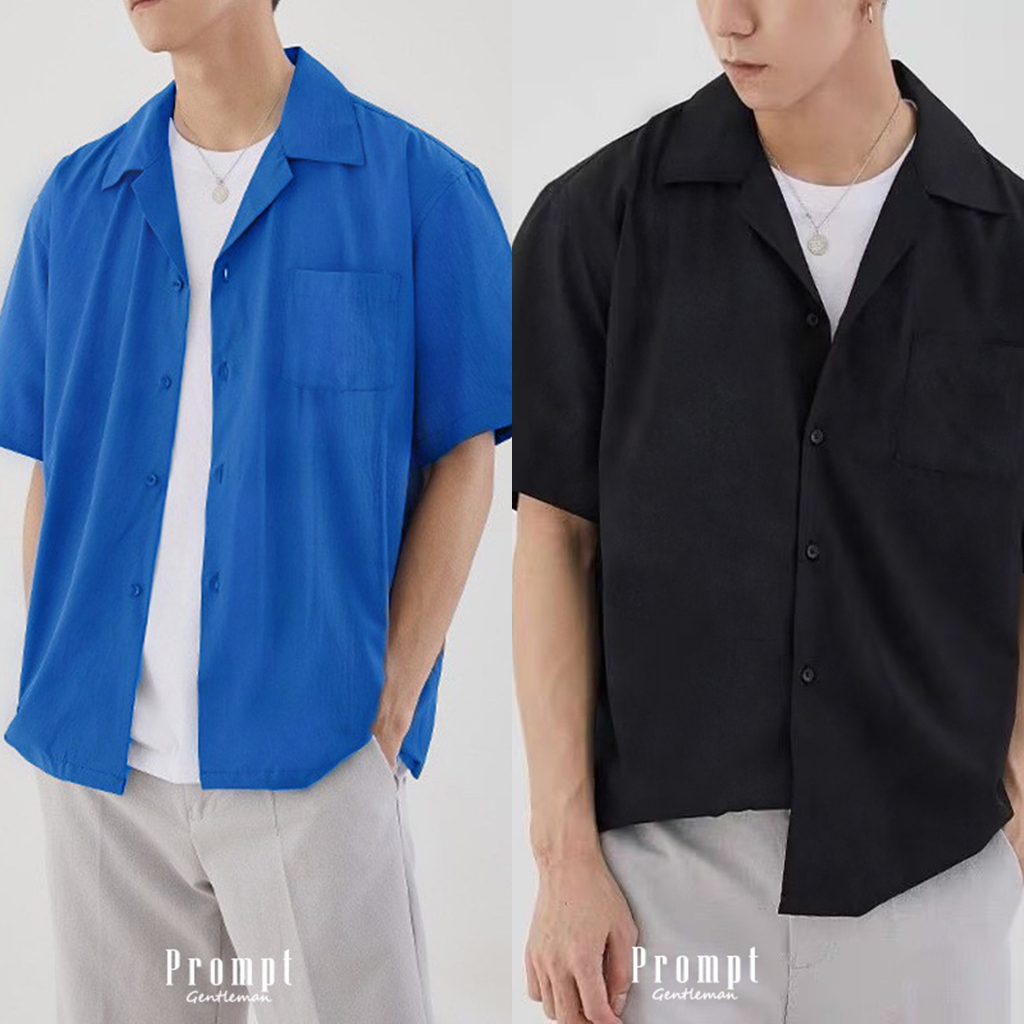 Prompt เสื้อเชิ๊ตคอฮาวาย ​​Hawaii Crush M40/L44 ผ้าอัดลายอย่างดี ทิ้งตัว เสื้อเชิ้ตเกาหลี