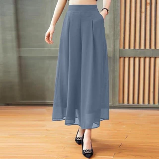 กางเกงชีฟอง ผ้าพริ้ว ใส่สบาย ยืดได้เยอะ.