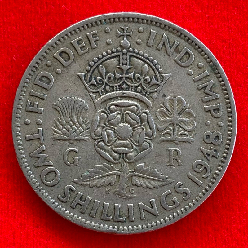 🇬🇧 เหรียญอังกฤษ United Kingdom 2 shillings ปี 1948 เหรียญ​ต่างประเทศ