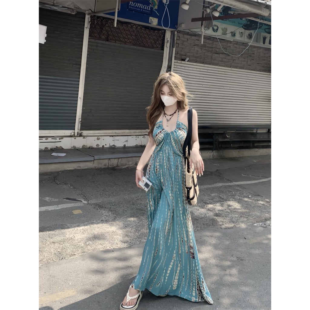 พร้อมส่ง ชุดเดรสยาว สายมัดคอ สไตล์โบฮีเมียน ใส่สบาย รูปที่ 6