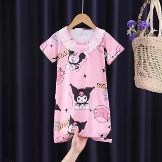 พร้อมส่ง ชุดนอนเด็กผู้หญิงลายการ์ตูนทรงกระโปรงล่าสุดนื้อผ้านิ่มใส่สบายๅ1181