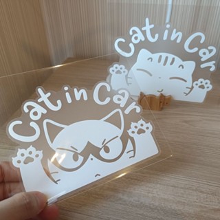 สติ๊กเกอร์ แมว sticker PVC ใส สามารถติดรถยนต์ หรือกระจกรถยนต…
