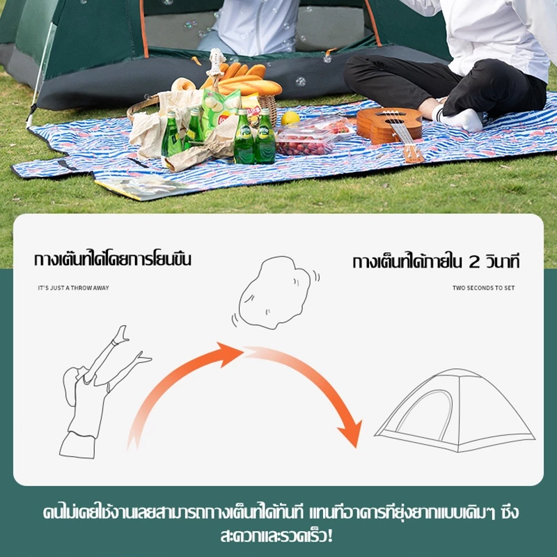เต็นท์แคมปิ้งกางอัตโนมัติ นอน 2 คน เต็นท์สนามเดินป่า thumbnail 3