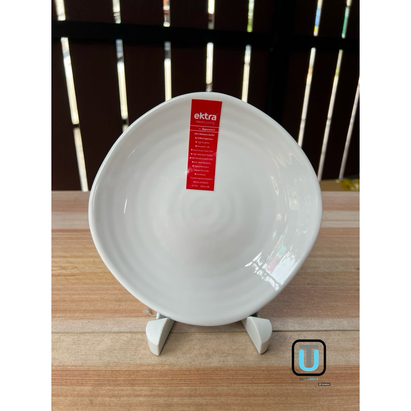 ektra by superware จานเมลามีนกลมตื้น สีขาว 6.75 นิ้ว