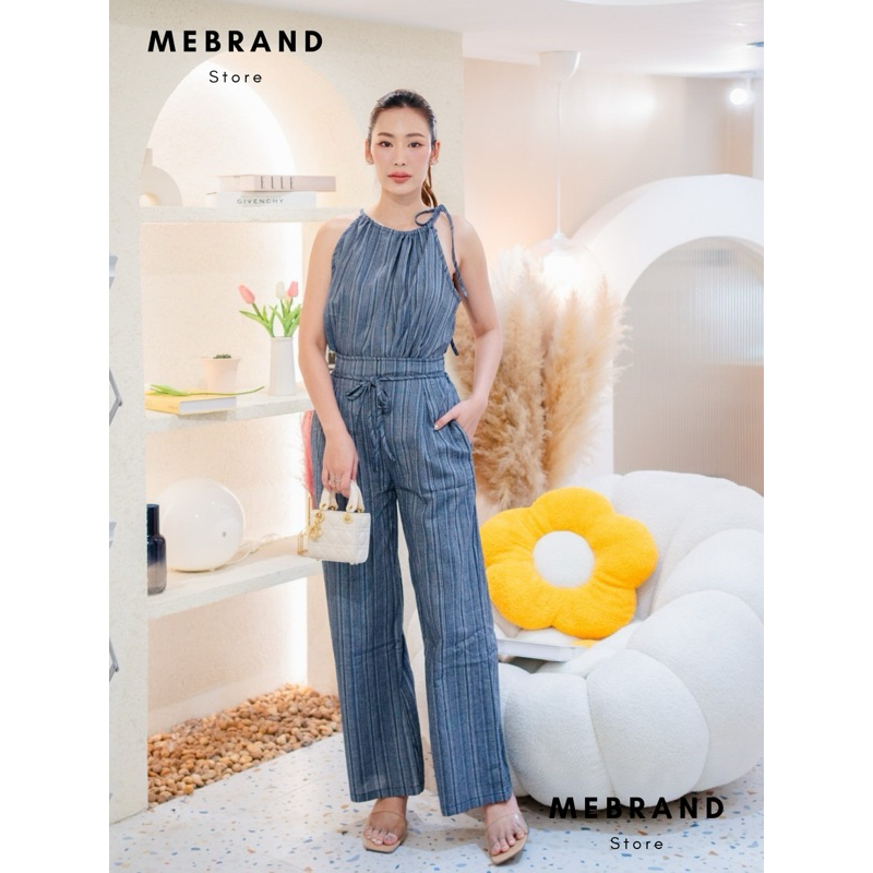 ~mebrand~ ใส่โค้ด[MEBR777] ลด 50.- พร้อมส่ง ร้านไทย ชุดเซท สายเดี่ยว กางเกงขายาว ลายทางเล็ก ผ้าดีมาก