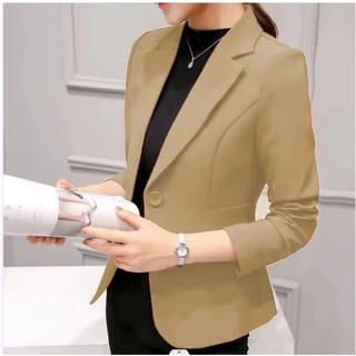 SUIT-16 🍉 เสื้อเบเซอร์ สำหรับผู้หญิง กระดุม 1 เม็ด สูทพอดีตัว ใส่ทำงาน สีพื้น ผ้านิ่ม ใส่สบาย 🍉