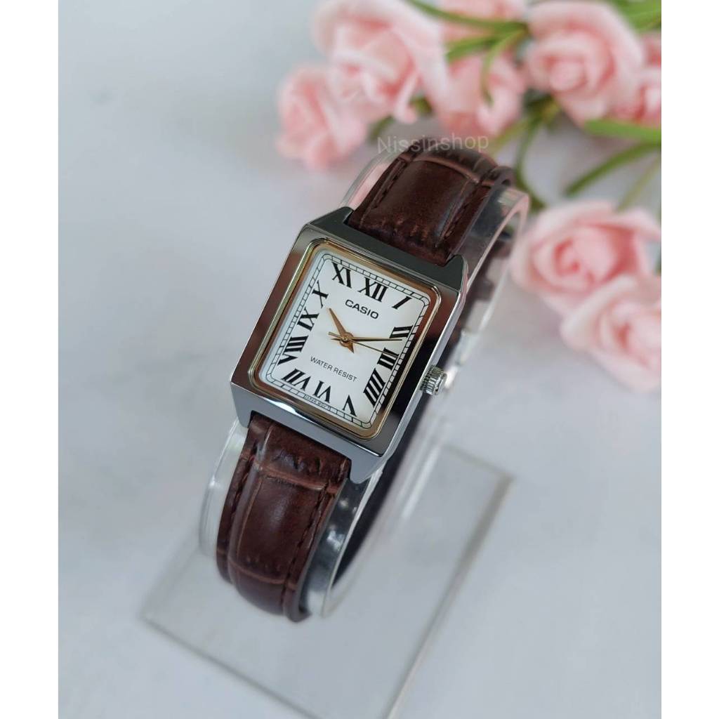นาฬิกา Casio แท้ รุ่น LTP-V007L นาฬิกาข้อมือผู้หญิงสายหนัง หน้าปัดเหลี่ยม ของแท้ 100% รับประกันสินค้า 1 ปี